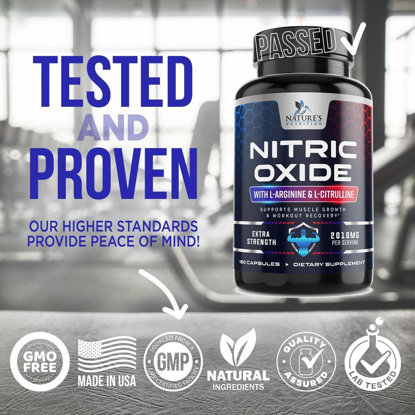 Extra Strength Nitric Oxide L-Arginine Supplement 2010mg - Citrulline Malate, Aakg, Beta Alanine - Premium Muscle Building Nitric Oxide Booster for Strength and Energy - 180 Capsules