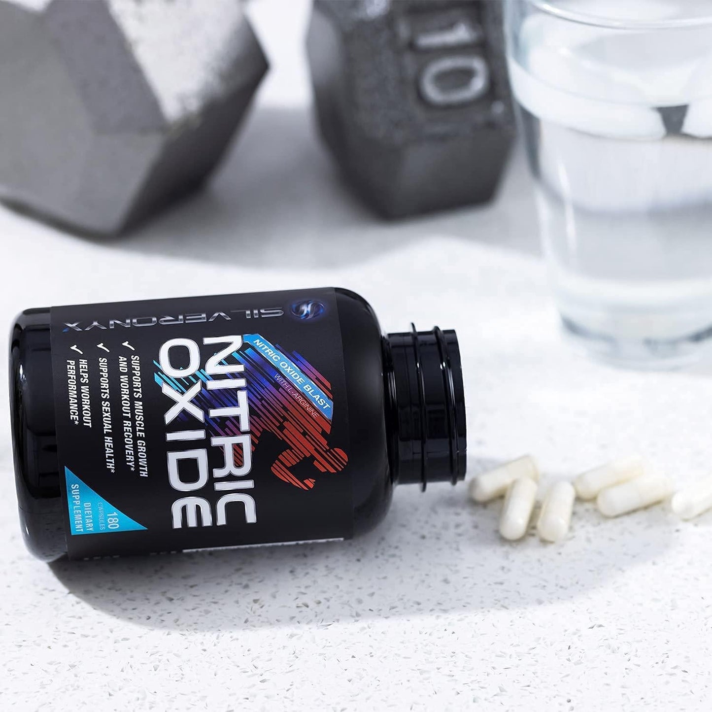 Extra Strength Nitric Oxide Supplement L Arginine 1300mg - Citrulline Malate, AAKG, Beta Alanine - Premium Muscle Building No Booster for Strength, Vascularity and Energy to Train Harder - 180 Capsules