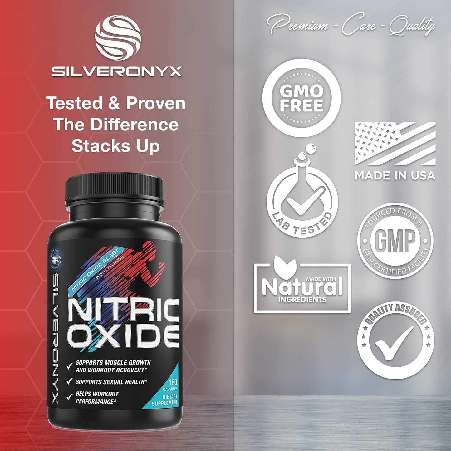 Extra Strength Nitric Oxide Supplement L Arginine 1300mg - Citrulline Malate, AAKG, Beta Alanine - Premium Muscle Building No Booster for Strength, Vascularity and Energy to Train Harder - 180 Capsules