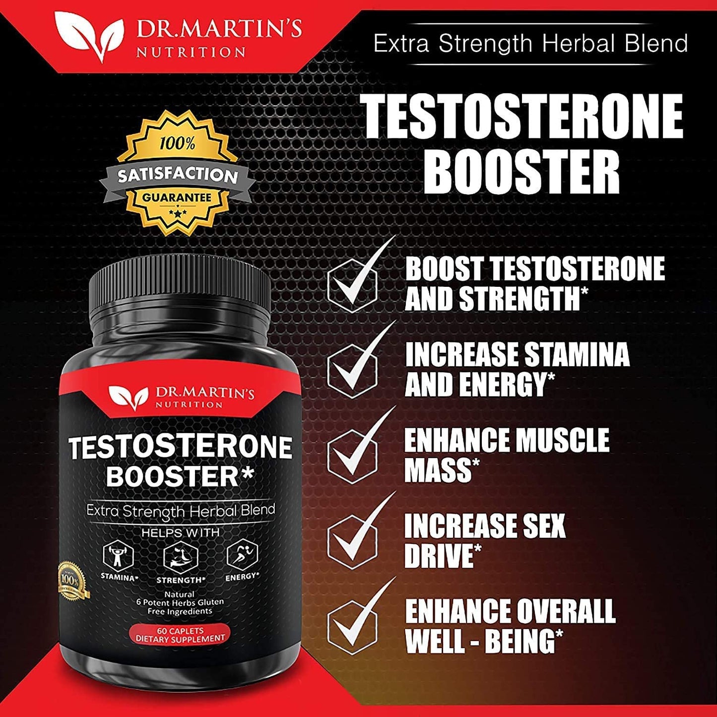 Extra Strength Testosterone Booster - Naturally Boost Your Stamina, Endurance, Strength and Energy for Men and Women - Burn Fat and Build Lean Muscle Mass Today