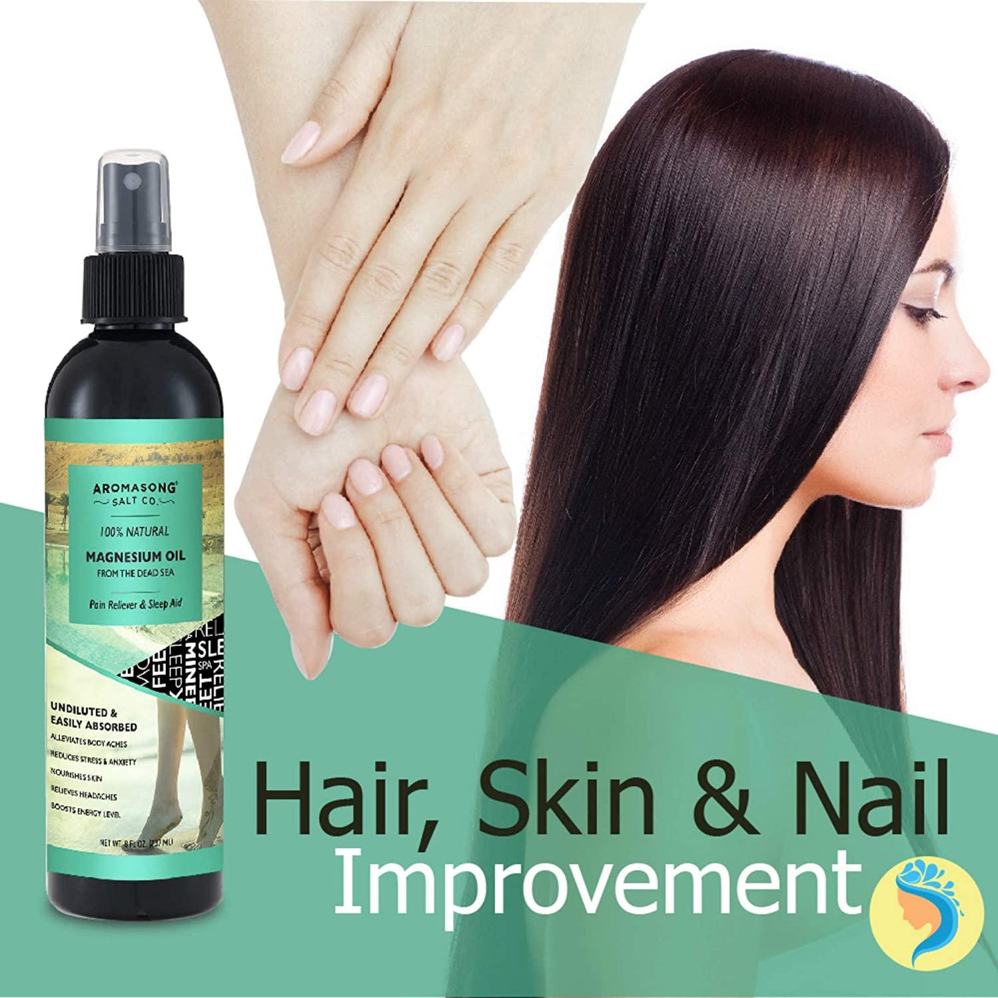 Extra Strength Ultra Pure Magnesium Oil Spray 32 Fl Oz. Refill Bottle, Fast-Acting Joint Pain, Headache, Muscle Cramps, Restless Leg Syndrome Relief - Natural Calming Sleeping Well Aid.