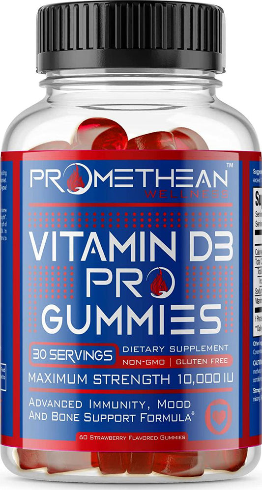 Extra Strength Vitamin D Gummies for Adults 10000 IU Vitamin D3 5000 IU Per Gummy Vitamins High Absorption Chewable for Women, Men and Kids Peach Gummie Chews Supplements Immunity and Bone Support