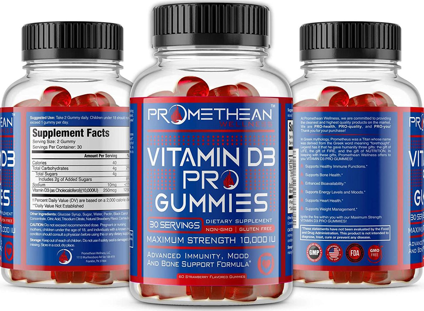 Extra Strength Vitamin D Gummies for Adults 10000 IU Vitamin D3 5000 IU Per Gummy Vitamins High Absorption Chewable for Women, Men and Kids Peach Gummie Chews Supplements Immunity and Bone Support