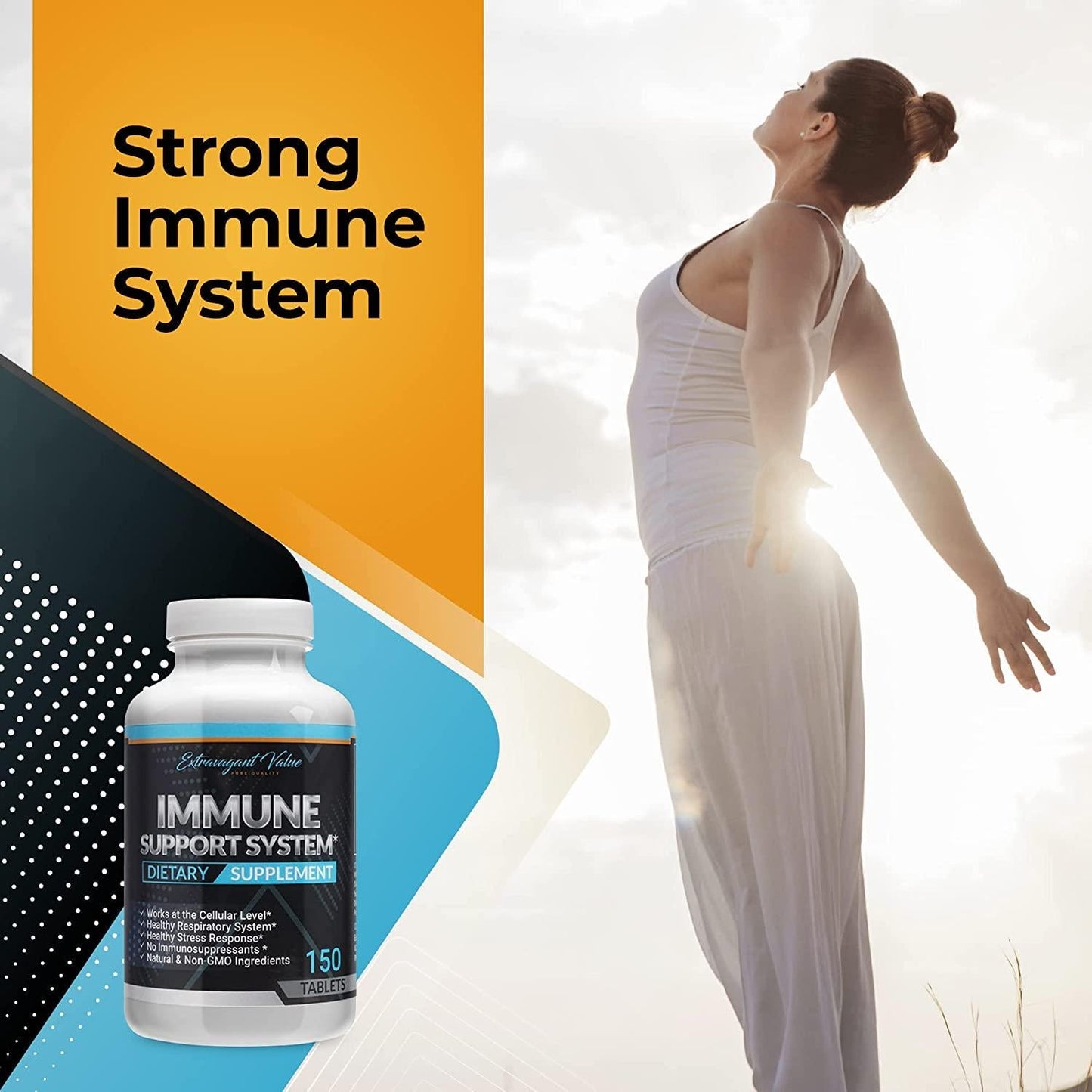 Extravagant Value Premium Vitamin C 1,000mg, Iron 25mg, Ginger Root Powder 25mg Immune Support System Booster for Adults Contains Non-GMO Ingredients Fast Dissolving Abscorbic Acid Tablets