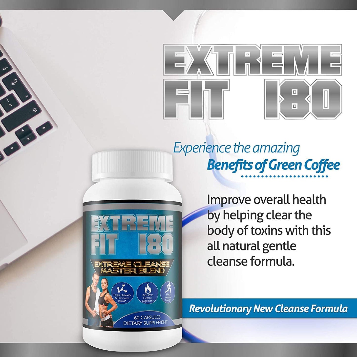Extreme Fit 180-Extreme Cleanse Master Blend- Flush Excess Waste and Toxins- Increase Nutrient Absorption- Promote Weight Loss -100% Natural Key Ingredients (60 Capsules)