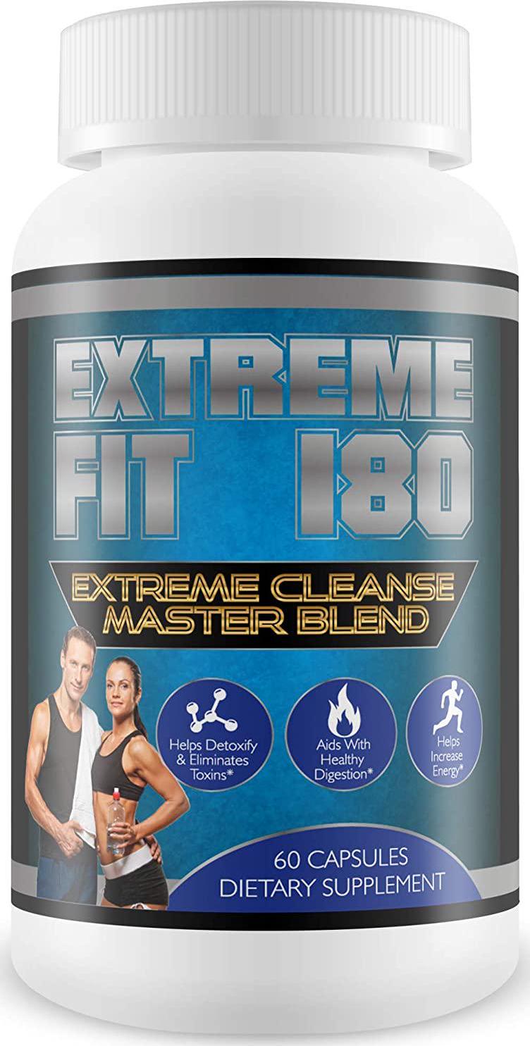 Extreme Fit 180-Extreme Cleanse Master Blend- Flush Excess Waste and Toxins- Increase Nutrient Absorption- Promote Weight Loss -100% Natural Key Ingredients (60 Capsules)