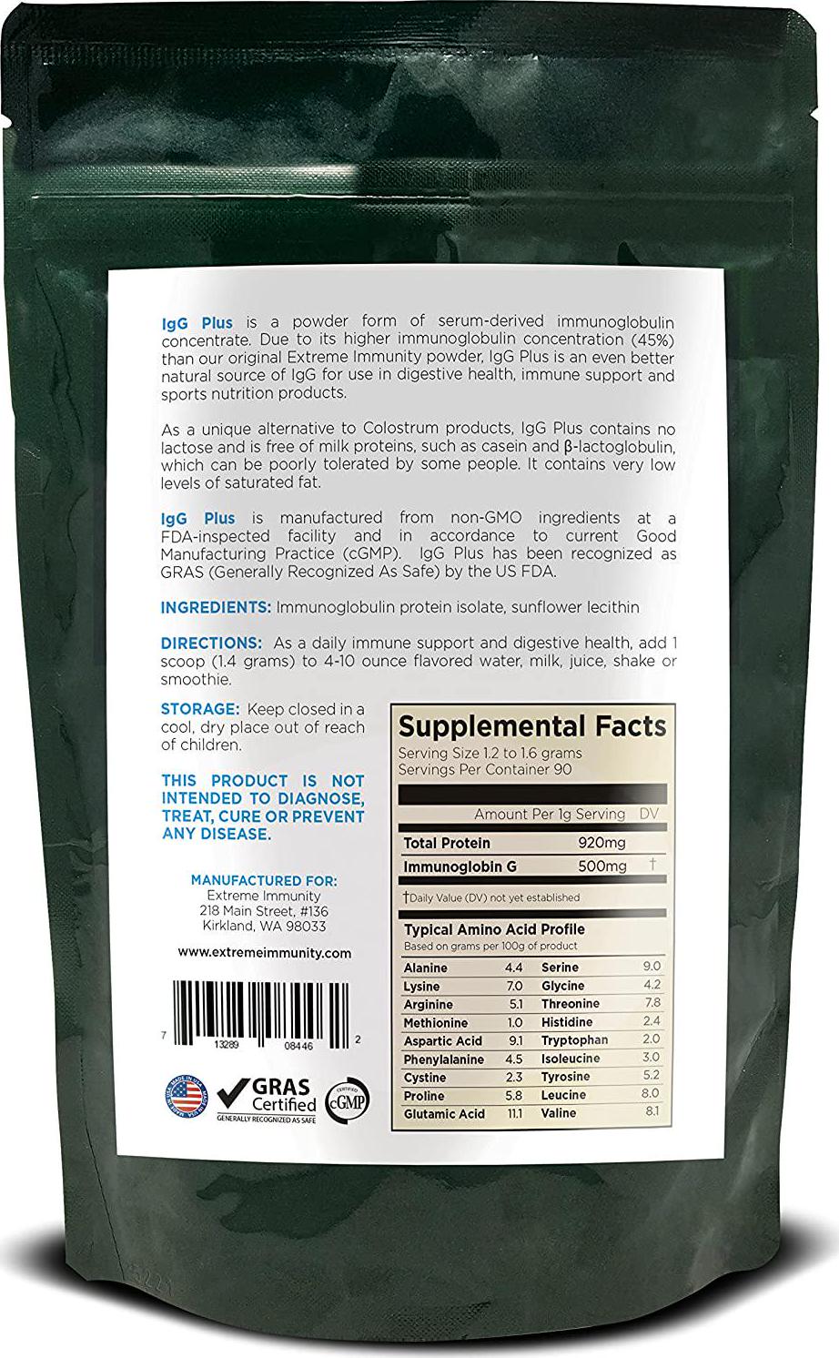 Extreme Immunity Igg Plus Serum Derived Bovine Immunoglobulin Protein Isolate sbi, 4.44 Ounce