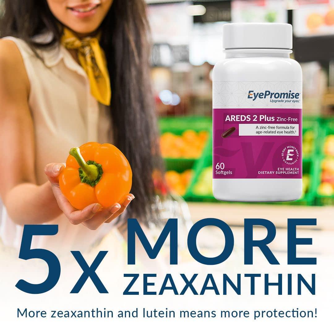 EyePromise AREDS 2 Plus Zinc Free - Comprehensive Macular Health Eye Vitamin with Added Dietary Zeaxanthin, Lutein, Omega-3s, Vitamin D