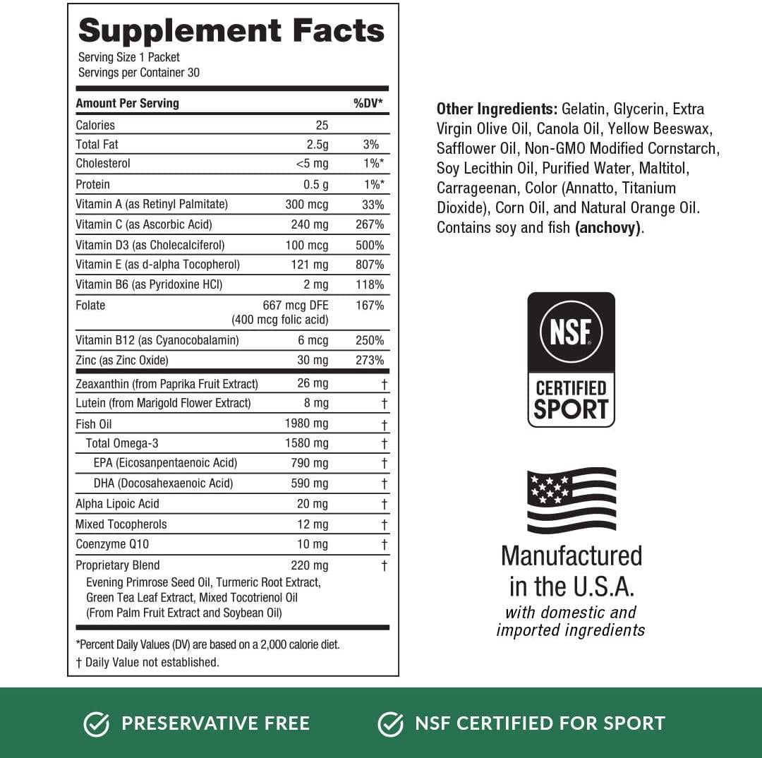 EyePromise Vizual Edge Pro Performance Eye Vitamin - NSF Certified for Sports - 1 Month Supply of The Ultimate Visual Performance for Pro Athletes (30)