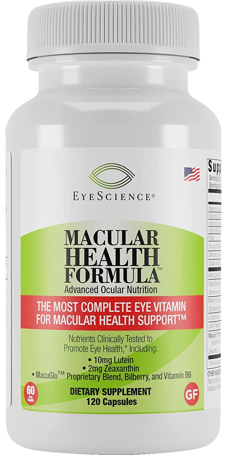 EyeScience Macular Health Formula Advanced Ocular Vitamin - Containing Lutein, Zeaxanthin, Billberry, and Vitamins C, D, E, and B6 (60 Day Supply)