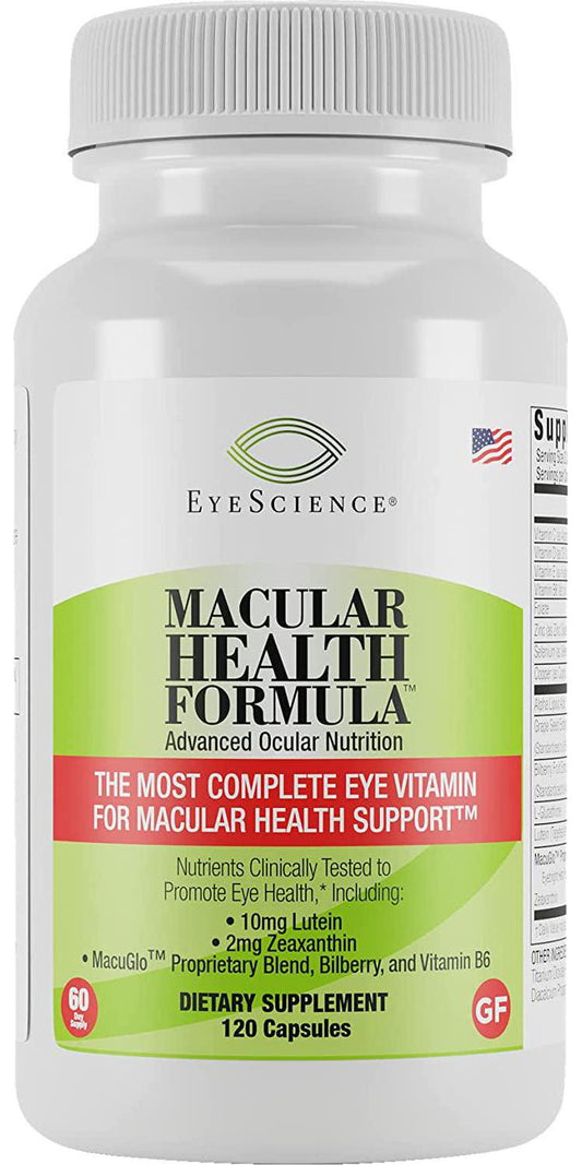 EyeScience Macular Health Formula Advanced Ocular Vitamin - Containing Lutein, Zeaxanthin, Billberry, and Vitamins C, D, E, and B6 (60 Day Supply)