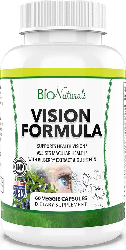Eye Vitamin Supplement with Lutein, Zeaxanthin, Lycopene, Bilberry, Quercetin and More - All Natural Proprietary Blend Supports Vision and Macular Health - 60 Veggie Capsules