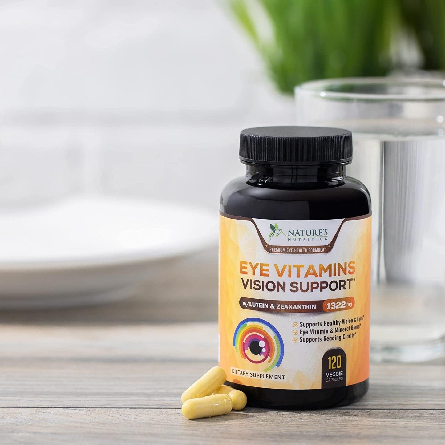 Eye Vitamins with Lutein and Zeaxanthin, Extra Strength Natural Vitamin and Mineral Supplement 1390mg, Made in USA, Areds 2 Premium Vision Formula to Support Dry Eyes and Sensitivity - 120 Capsules