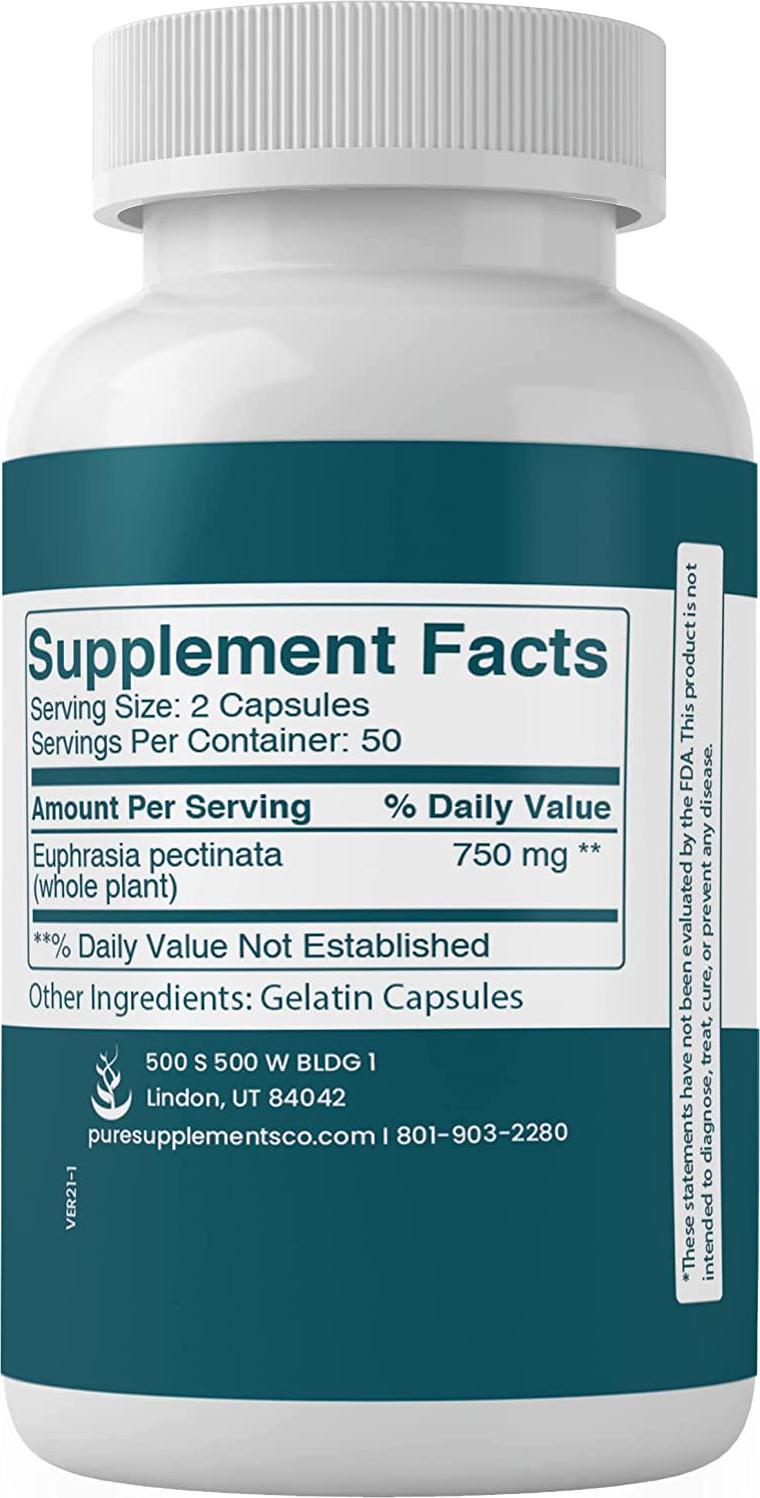 Eyebright (100 Capsules) 100% Pure, Inflammation, Eye Health*