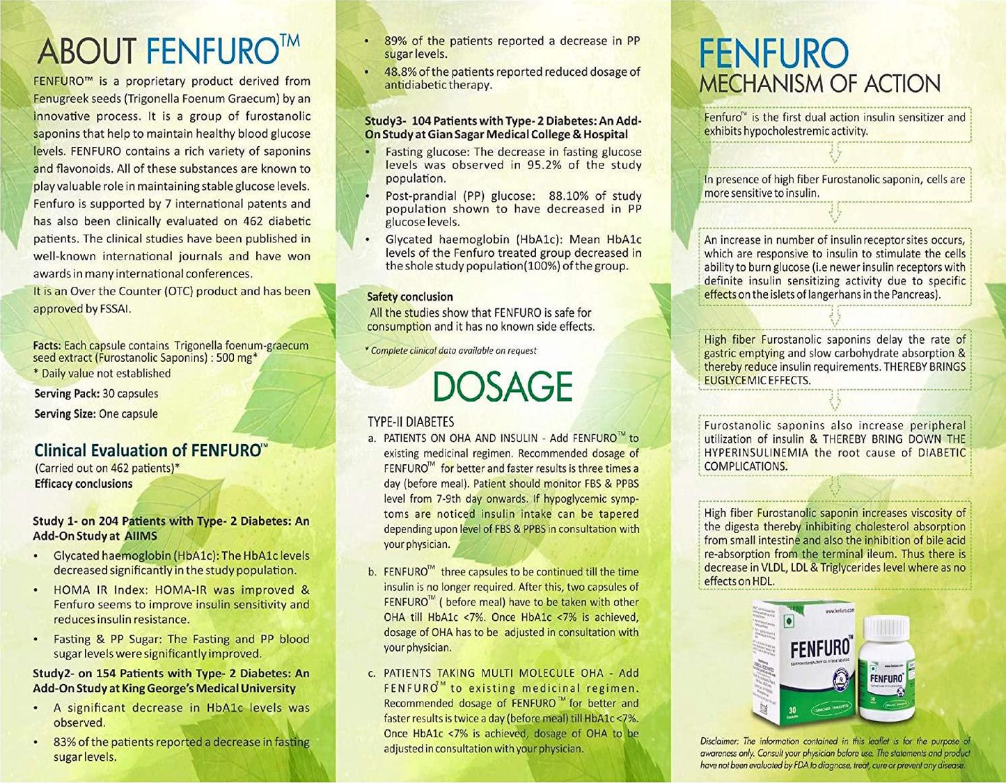 FENFURO Supplement Supports Healthy Blood Glucose Levels, Single Herb Ingredient (Pack of 30 Capsules)