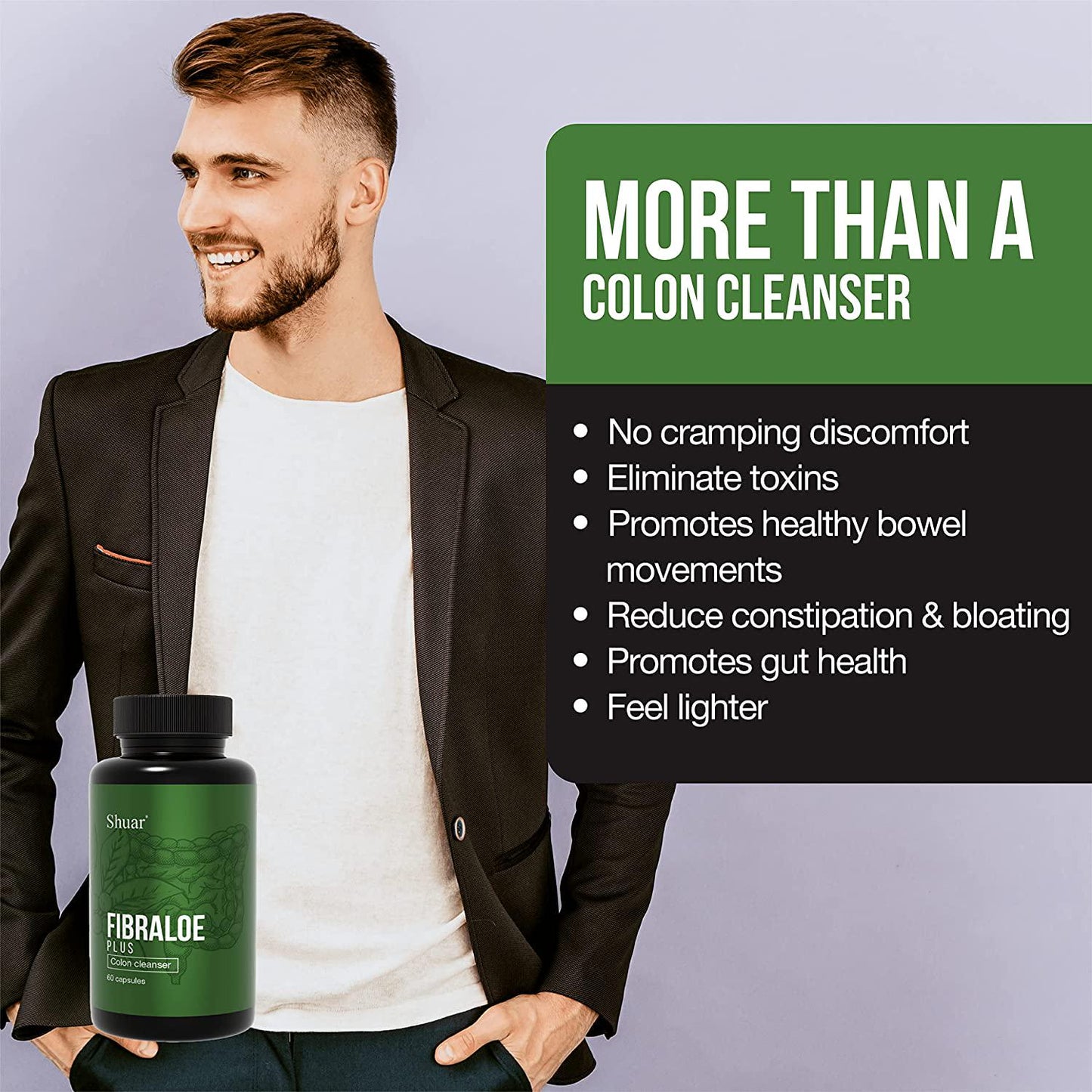 FIBRALOE-Plus Detox Colon Cleanser Supplement, Organic Colon Cleanser 60 Capsules