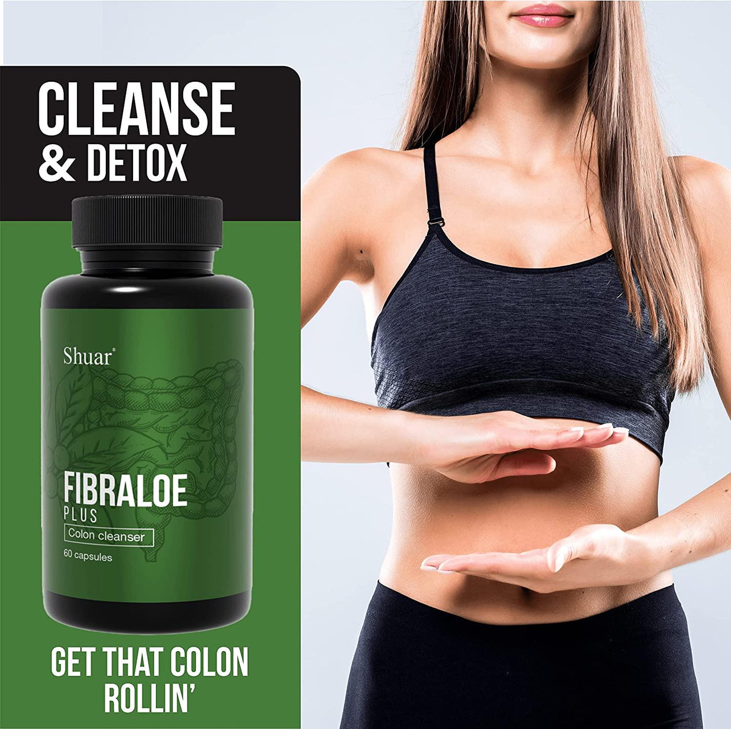 FIBRALOE-Plus Detox Colon Cleanser Supplement, Organic Colon Cleanser 60 Capsules