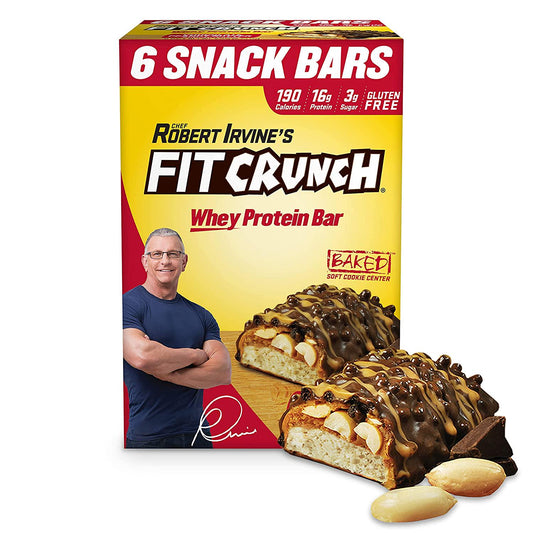 FITCRUNCH Snack Size Protein Bars, Designed by Robert Irvine, World s Only 6-Layer Baked Bar, Just 3g of Sugar and Soft Cake Core (Peanut Butter)
