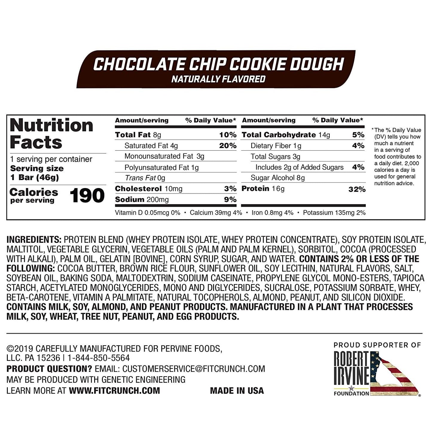 FITCRUNCH Snack Size Protein Bars, Designed by Robert Irvine, World s Only 6-Layer Baked Bar, Just 3g of Sugar and Soft Cake Core (9 Count, Chocolate Chip Cookie Dough)