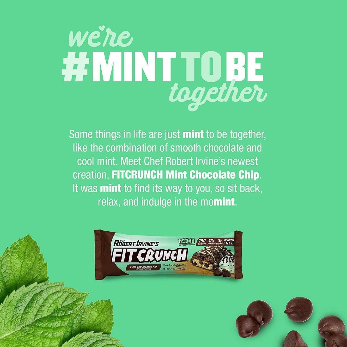 FITCRUNCH Snack Size Protein Bars, Designed by Robert Irvine, World s Only 6-Layer Baked Bar, Just 3g of Sugar and Soft Cake Core (Mint Chocolate Chip)