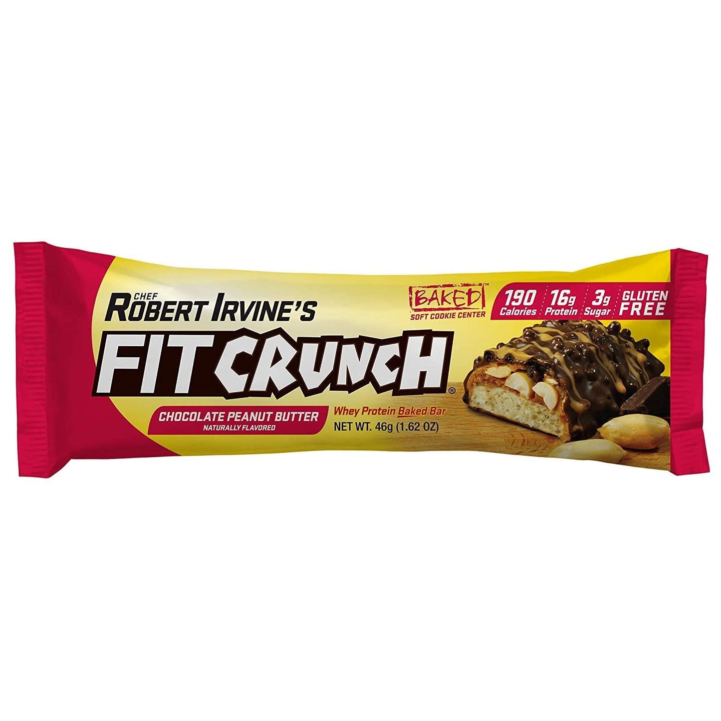 FITCRUNCH Snack Size Protein Bars, Designed by Robert Irvine, World s Only 6-Layer Baked Bar, Just 3g of Sugar and Soft Cake Core (Peanut Butter)