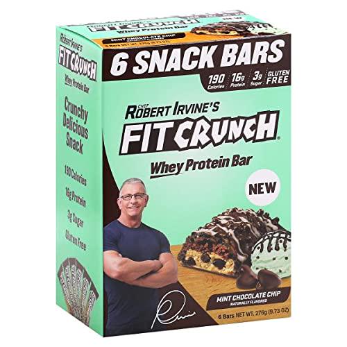 FITCRUNCH Snack Size Protein Bars, Designed by Robert Irvine, World s Only 6-Layer Baked Bar, Just 3g of Sugar and Soft Cake Core (Mint Chocolate Chip)
