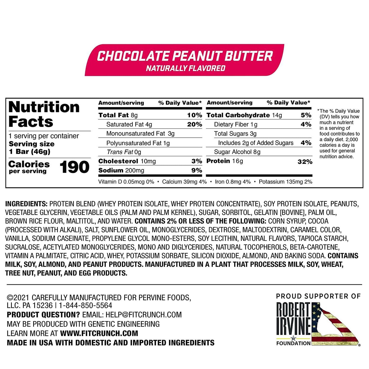 FITCRUNCH Snack Size Protein Bars, Designed by Robert Irvine, World s Only 6-Layer Baked Bar, Just 3g of Sugar and Soft Cake Core (Peanut Butter)