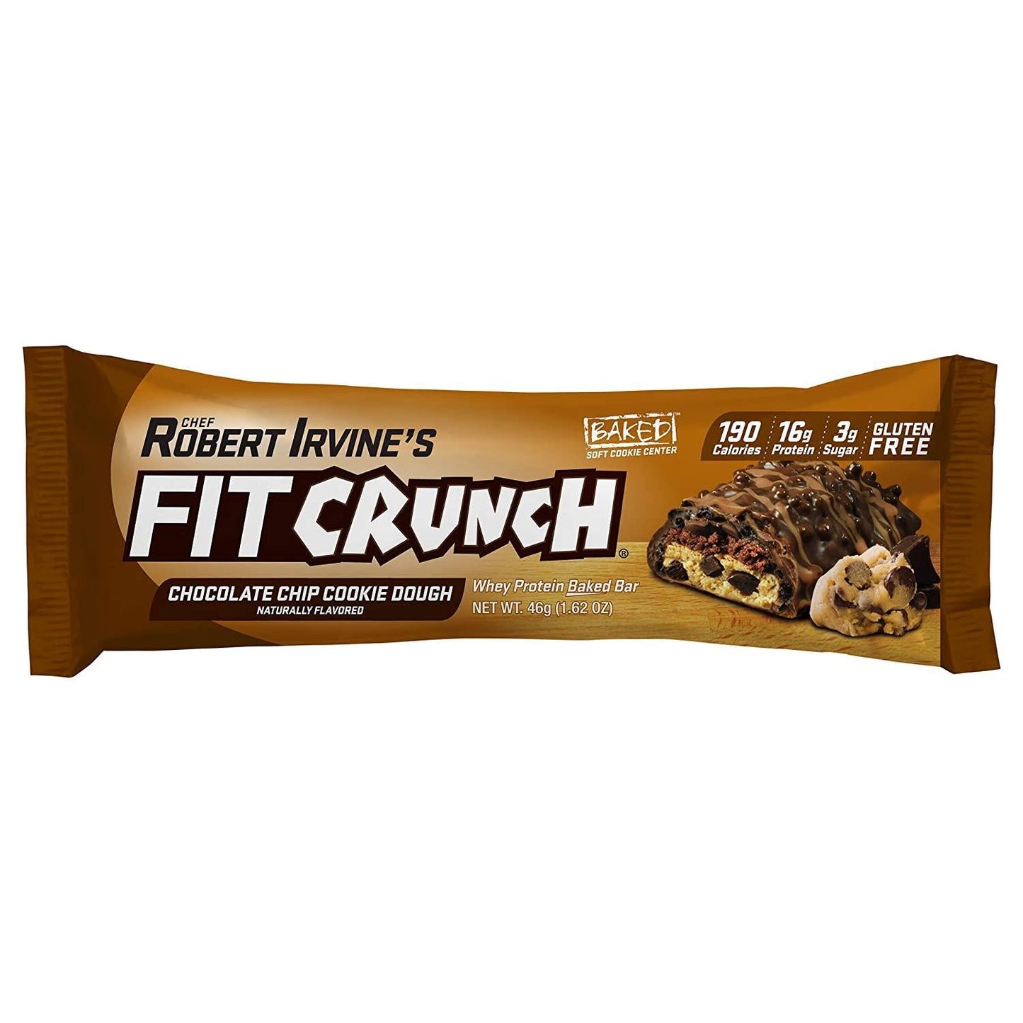 FITCRUNCH Snack Size Protein Bars, Designed by Robert Irvine, World s Only 6-Layer Baked Bar, Just 3g of Sugar and Soft Cake Core (9 Count, Chocolate Chip Cookie Dough)