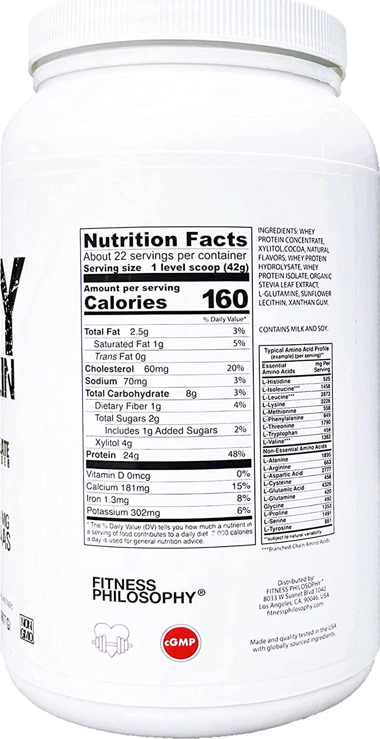 FITNESS PHILOSOPHY 100% Whey Protein Chocolate Powder with BCAAs