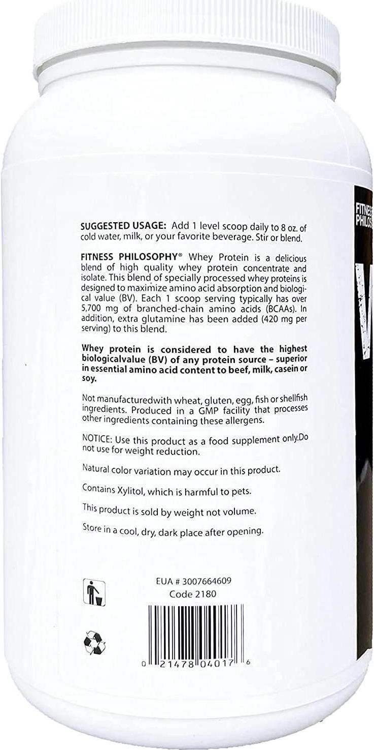 FITNESS PHILOSOPHY 100% Whey Protein Chocolate Powder with BCAAs