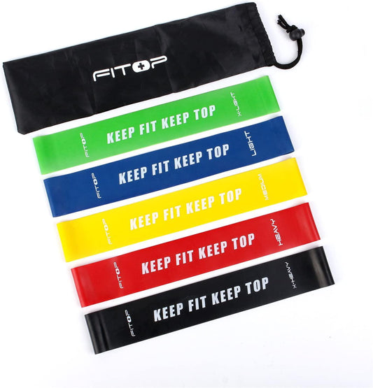 FITOP Resistance Bands Exercise Set of 5, Workout Bands Booty for Home Gym Fitness, Legs and Butt, Stretching, Strength Training and Physical Therapy