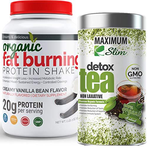 FIT in Those Jeans Again with Fat Burning Protein and Detox Tea Kit. Burn Fat and Detox Your Body Naturally