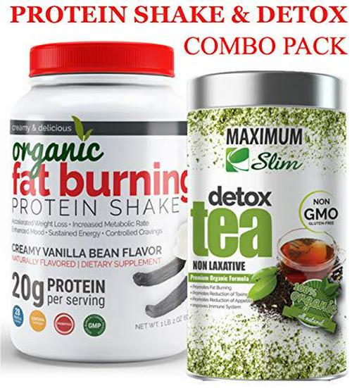 FIT in Those Jeans Again with Fat Burning Protein and Detox Tea Kit. Burn Fat and Detox Your Body Naturally