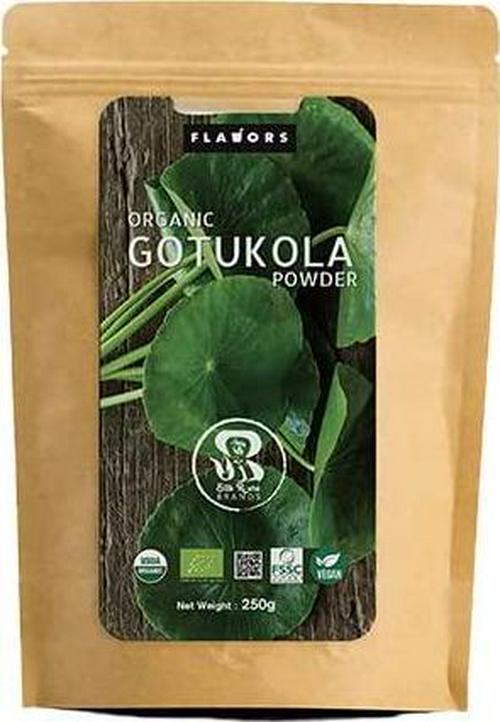 FLAVORS Organic Pure Gotukola Premium Quality Powder - USDA Certified - 8 Ounces Resealable Stand-Up Pouch