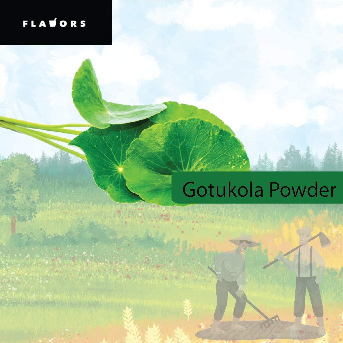 FLAVORS Organic Pure Gotukola Premium Quality Powder - USDA Certified - 8 Ounces Resealable Stand-Up Pouch