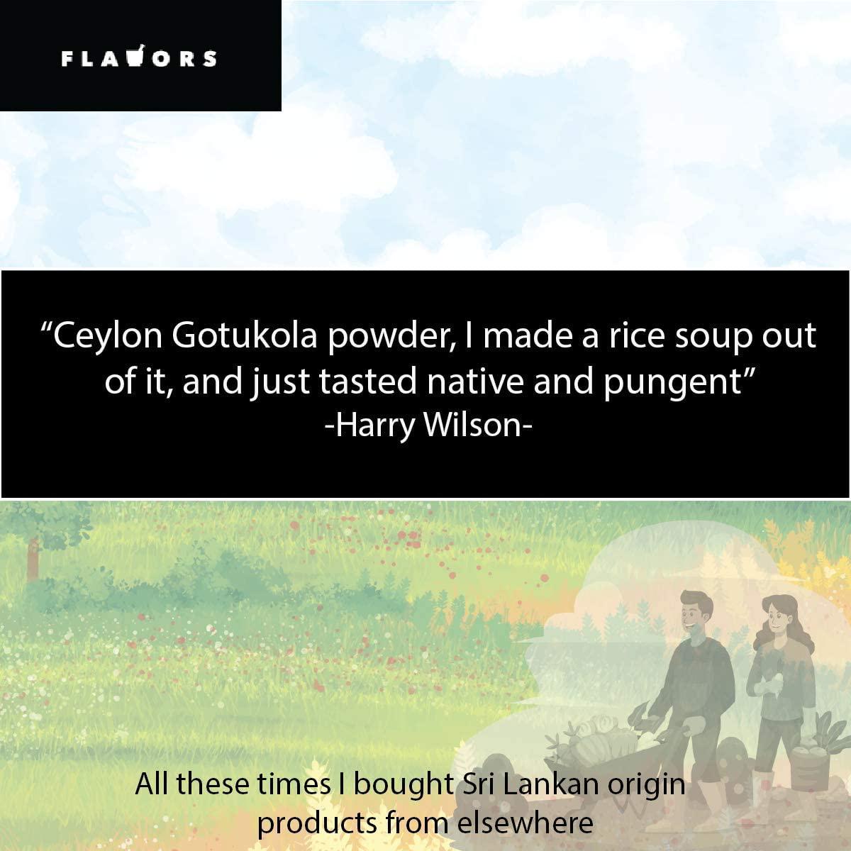 FLAVORS Organic Pure Gotukola Premium Quality Powder - USDA Certified - 8 Ounces Resealable Stand-Up Pouch