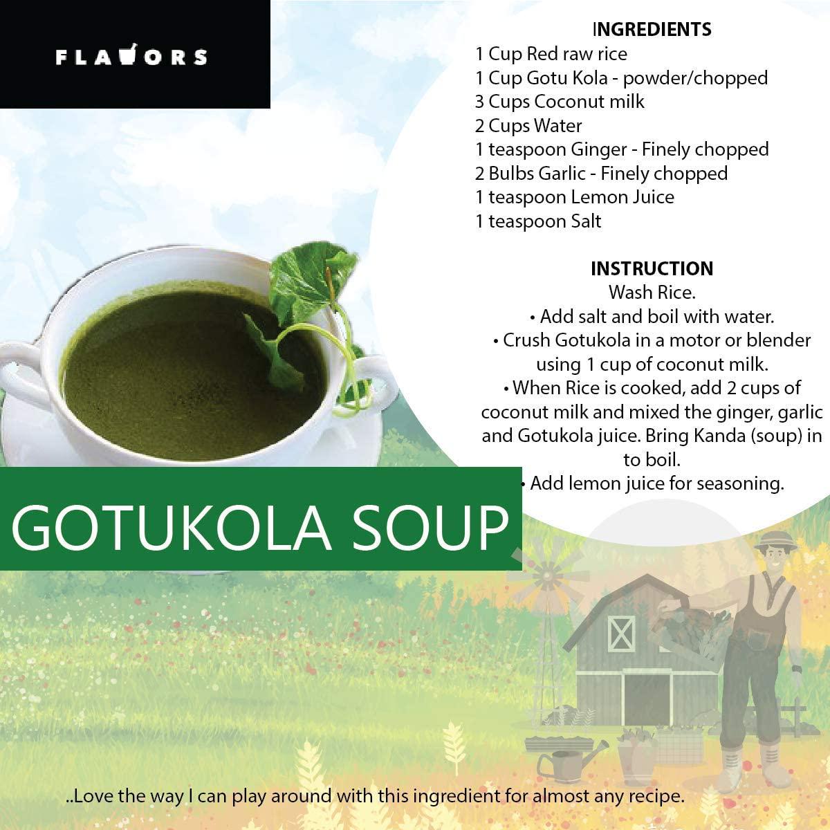 FLAVORS Organic Pure Gotukola Premium Quality Powder - USDA Certified - 8 Ounces Resealable Stand-Up Pouch