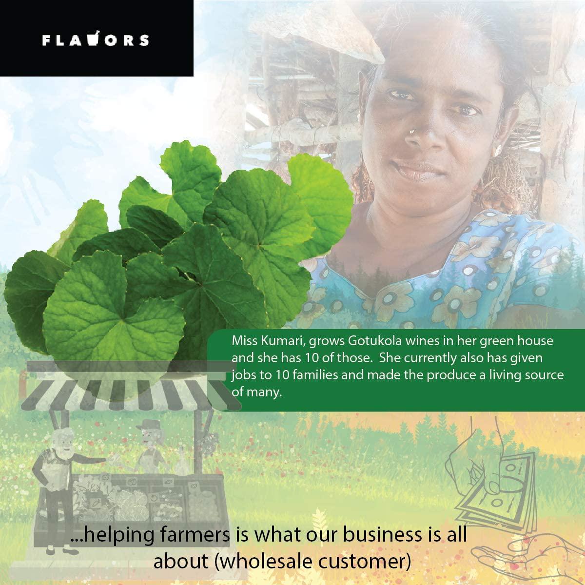 FLAVORS Organic Pure Gotukola Premium Quality Powder - USDA Certified - 8 Ounces Resealable Stand-Up Pouch