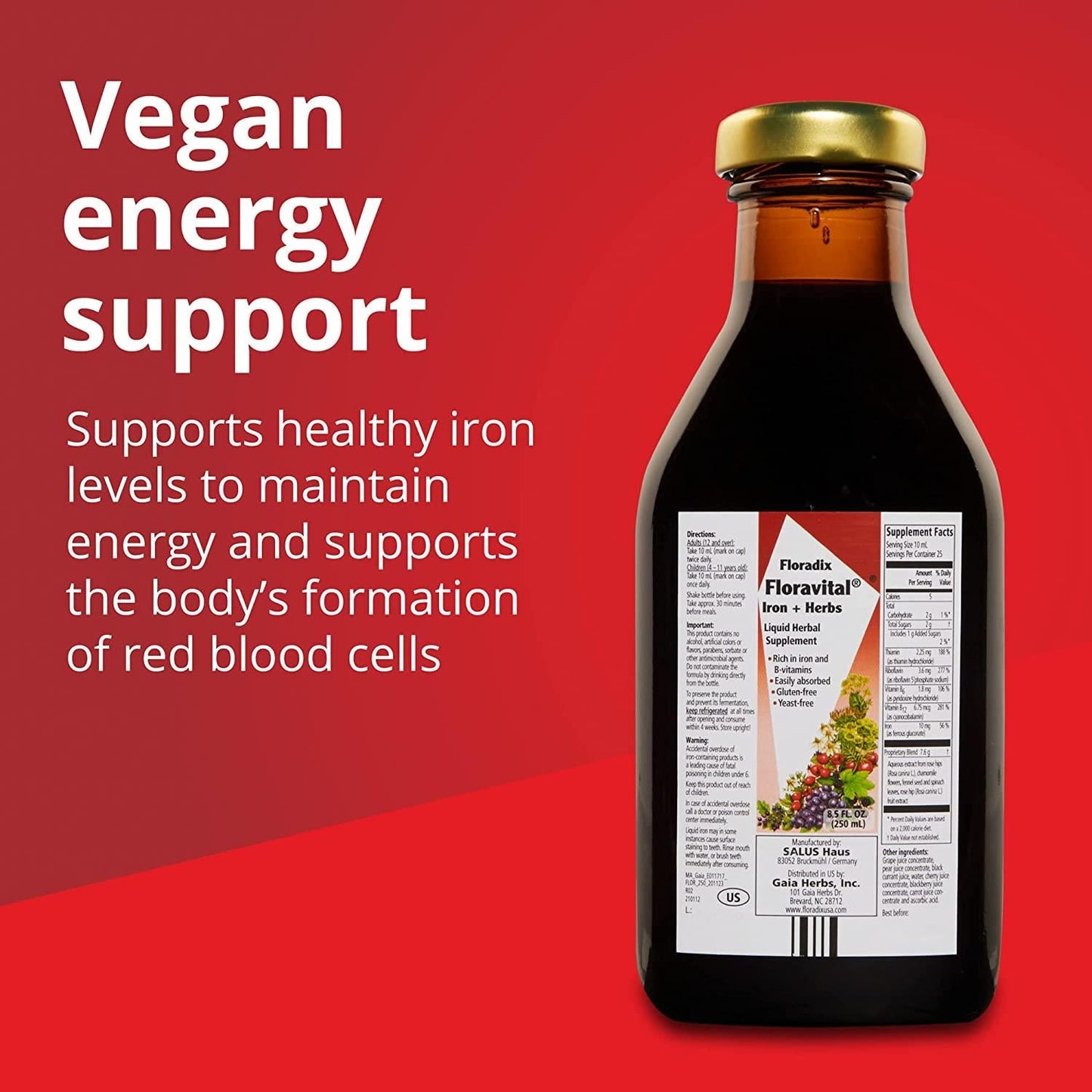 FLORADIX Yeast-Free Iron and Herbs, 8.5 FZ