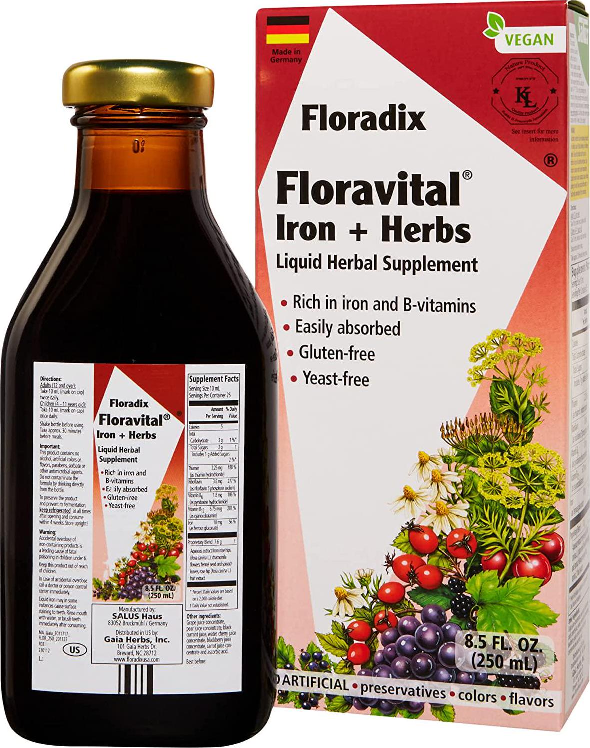 FLORADIX Yeast-Free Iron and Herbs, 8.5 FZ