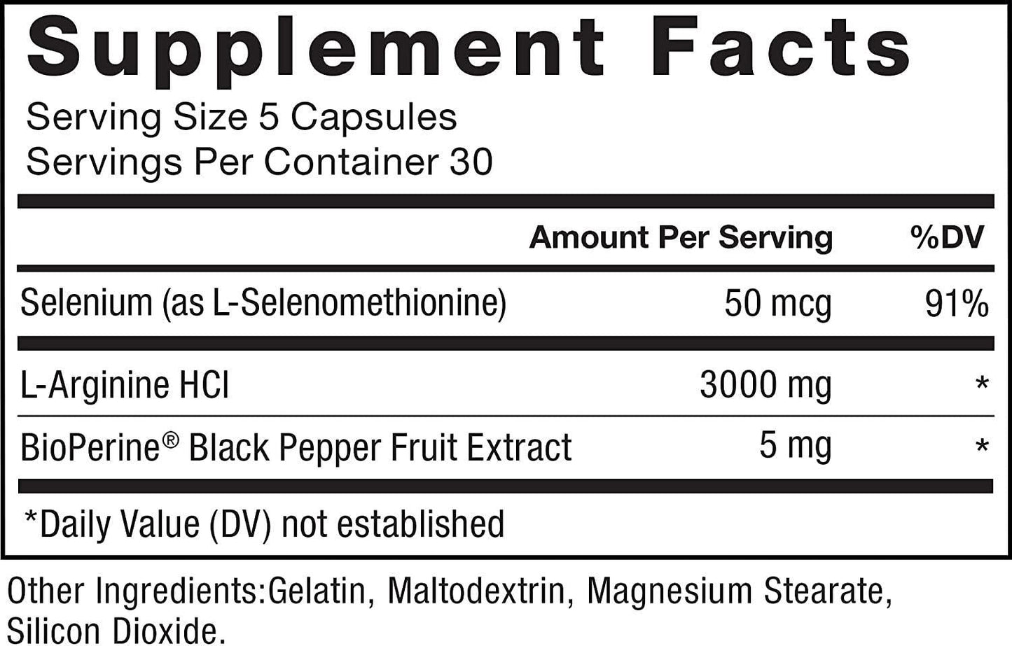 FORCE FACTOR L-Arginine Nitric Oxide Supplement with BioPerine to Help Build Muscle and Support Stronger Blood Flow, Circulation, Nutrient Delivery, and Pumps, L-Arginine 3000mg, 3g, 450 Capsules (3-Pack), Black (Packaging), FFS-00671-FG