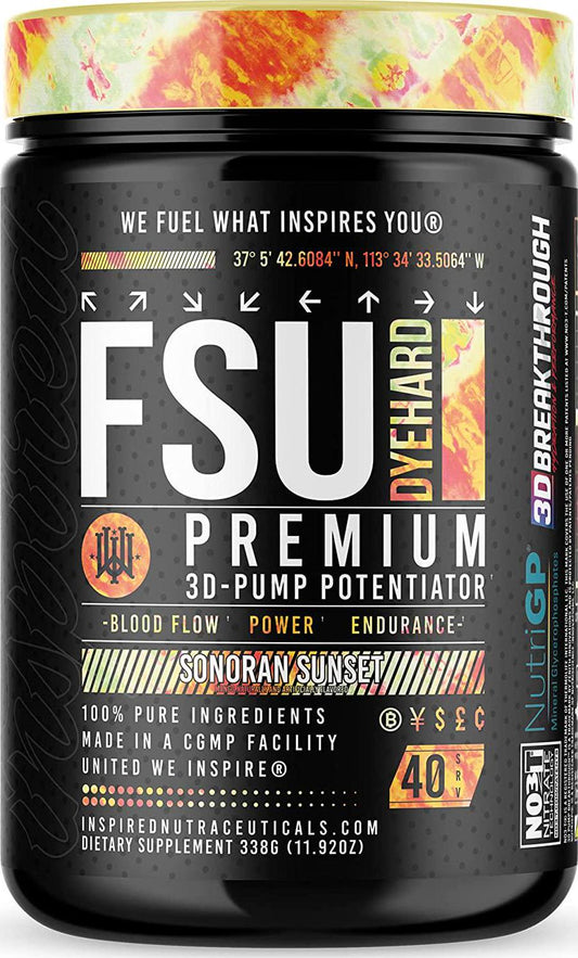 FSU DYEHARD Non-Stim Pre-Workout | 3D Pump + NutriGP + NO3-T Nitrate | by Inspired Nutraceuticals (Sonoran Sunset)