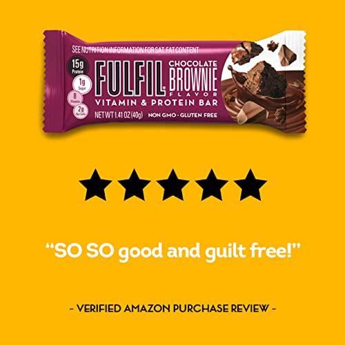 FULFIL Protein Bars, Chocolate Brownie, Snack Sized Bar with 15g Protein and 8 Vitamins Including Vitamin C, 12 Counts