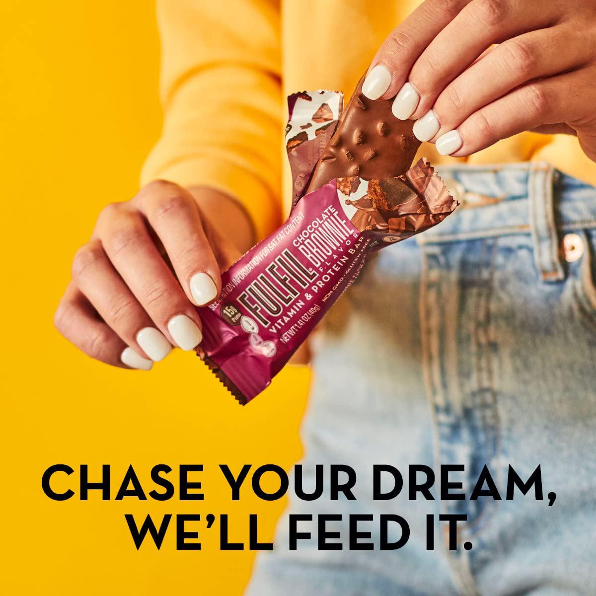 FULFIL Protein Bars, Chocolate Brownie, Snack Sized Bar with 15g Protein and 8 Vitamins Including Vitamin C, 12 Counts