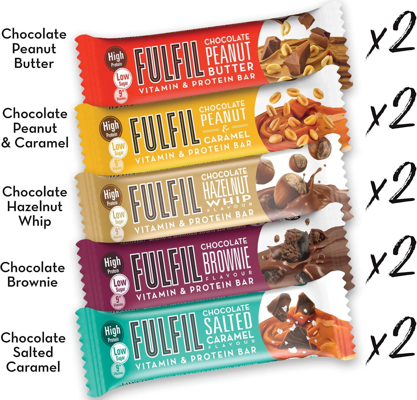 FULFIL Vitamin and Protein Bar (10 x 55g Bars) 10 Bar Selection Box 20g High Protein, 9 Vitamins, Low Sugar, 10 Count (Pack of 1)