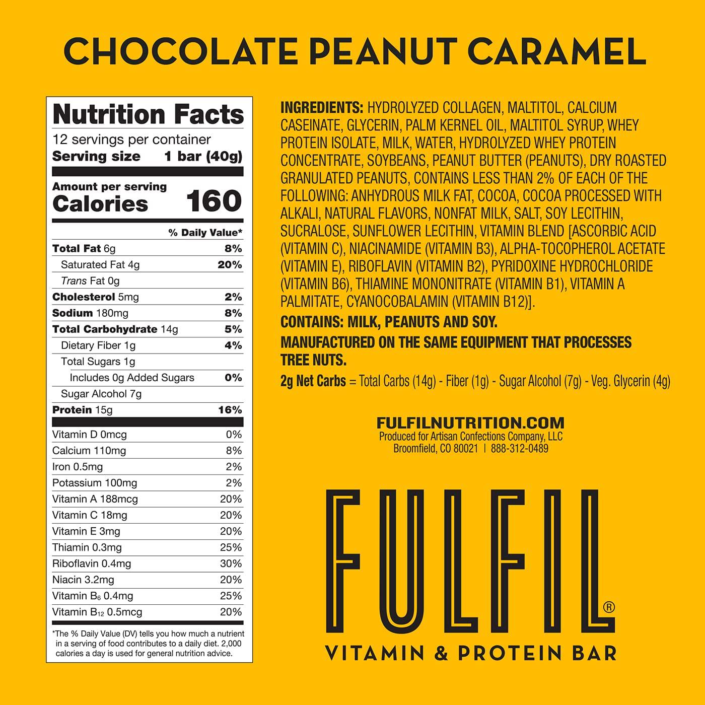 FULFIL Vitamin and Protein Snack Sized Bars, Best Sellers Variety Pack with 15g Protein and 8 Vitamins Including Vitamin C, 12 Count (Packaging May Vary)