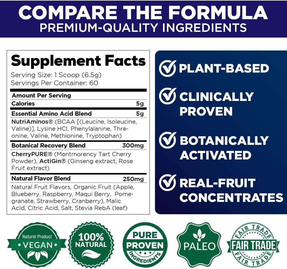 FUNDAMINOS-Vegan EAA/BCAA s, Botanically Boosted, Best-Tasting, Great Value, Nothing Artificial,Â Physician-Formulated, Clinically-Proven Since 2008 (60-Servings) - PureClean Performance