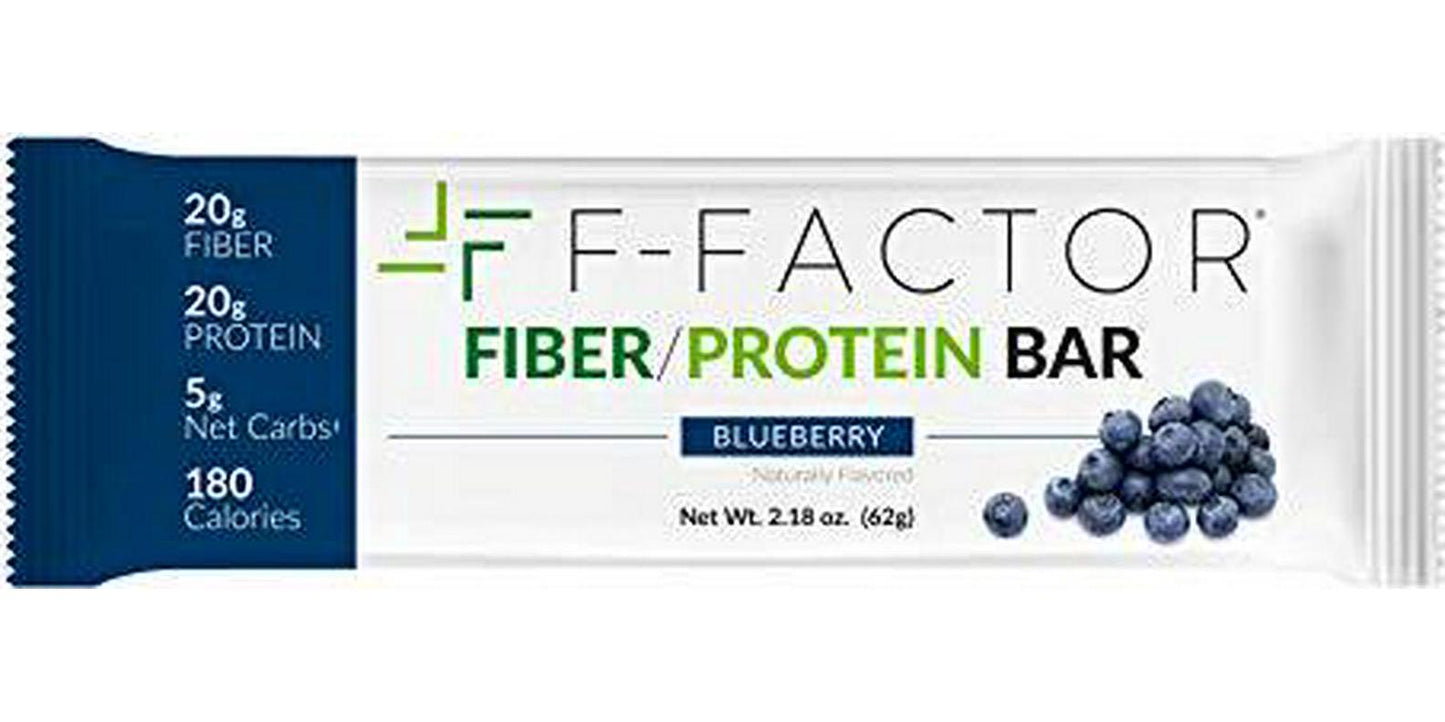 F-Factor Blueberry Fiber Protein Bar, High Fiber, High Protein, Low Carb, Gluten Free, Low Sugar, Vegan, Soy Free, Natural, Keto Friendly, Healthy and Convenient Snack, 12 Count
