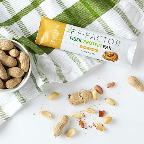 F-Factor Peanut Butter Fiber Protein Bar, High Fiber, High Protein, Low Carb, Gluten Free, Low Sugar, Vegan, Soy Free, Natural, Keto Friendly, Healthy and Convenient Snack, 12 Count