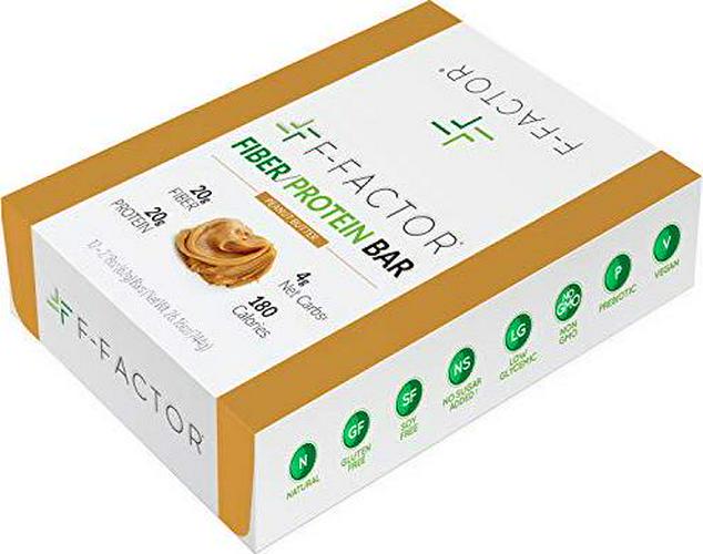 F-Factor Peanut Butter Fiber Protein Bar, High Fiber, High Protein, Low Carb, Gluten Free, Low Sugar, Vegan, Soy Free, Natural, Keto Friendly, Healthy and Convenient Snack, 12 Count